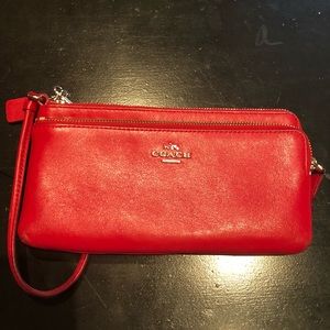 Coach Leather Zip Around Wristlet
